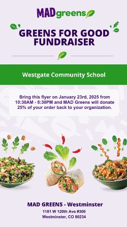 Mad Greens 25% back to the school flyer